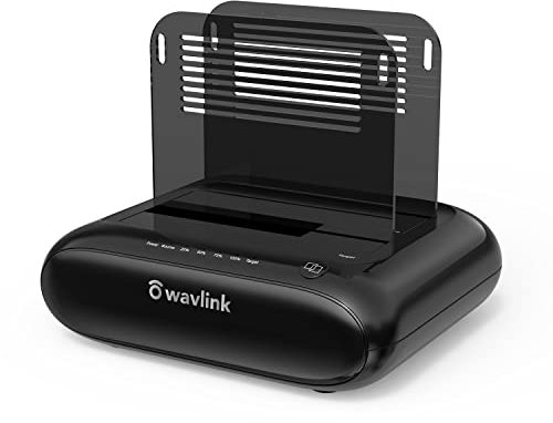 WAVLINK Dual Bay External Hard Drive Docking Station, USB 3.0 to SATA I/II/III HDD Docking Station for 2.5/ 3.5 Inch HDD/SSD with Fixed Bezel, Offline Clone, UASP 6Gbps [ 2x16TB ]-Upgraded