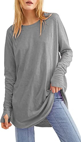 Ebifin Women‘s Sweatshirts Oversized Tops with Thumb Holes | Crew Neck, Long Sleeve, Loose Fit Tunic Shirts, Casual Long Jumpers