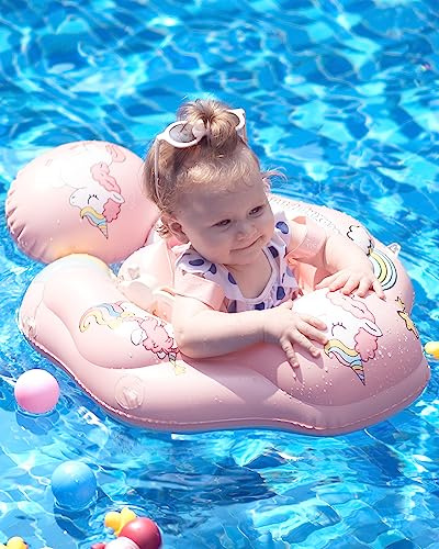 Relaxing Baby - Swimming Ring with Adjustable Seat Pocket,Baby Swimming Pool Floats,Removable Floating Ball,New Upgrade Baby Swim Ring for Ages 6-36 Months Infant Toddler (C1210-S-pink)