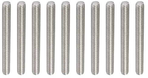 Rebower Fully Threaded Rod 304 Stainless Steel Rod Bar Studs, [for Hangers and Clamps and U-Bolts] - M8 x 80mm 1.25mm Pitch Male Threaded /Silver/10Pack