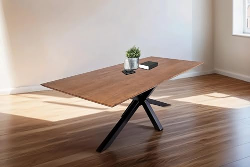 SAM Esstisch Abby 140x80 cm Akazie nussbaum Schweizer Kante Spider schwarz
