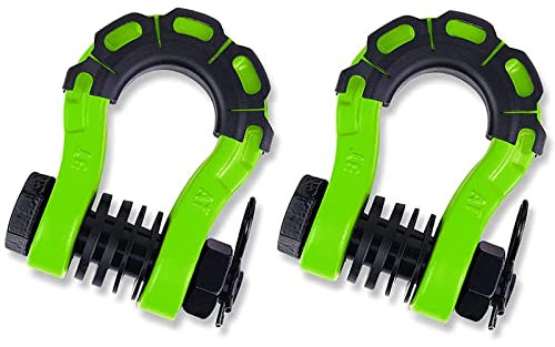 COYOUCO Schäkel D Ring Schäkel (2 Pack) 70.000 Ibs (32T) Bruchfestigkeit Mit Crew Pin Und Shackle Isolator & Washers Kit Für Abschleppgurtwinde Off Road Vehicle Recovery,Grün