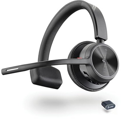Micro-casque sans fil Poly Voyager 4310 UC - Micro-casque Bluetooth monaural avec perche de microphone antibruit - Connexion à un PC/Mac/Téléphone portable via Bluetooth - Fonctionne avec Teams, Zoom