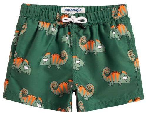 maamgic Kleine Jungen Badeshorts Schnelltrocknend Boardshorts mit Mesh-Futter Taschen und Verstellbarem Tunnelzug MEHRWEG