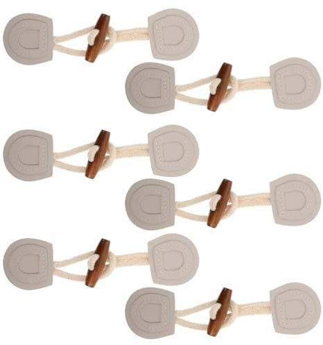 MAGICLULU 6 Paar Leder-Knebelknöpfe Zum Aufnähen Vintage-Verschlussknopf Leder-Horn-Mantelknöpfe Holz-Knebelknopf Aus Horn Für Mantel Pullover Kleidung (Hellgrau)