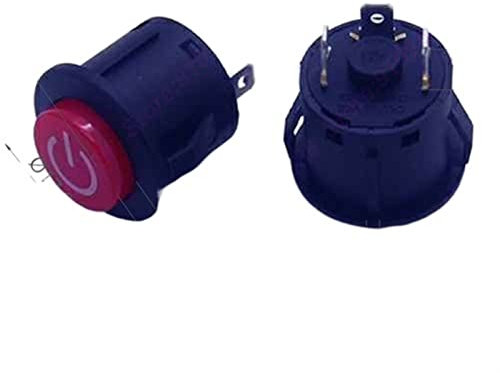 WIOSEN 1PC 22MM Power 3PIN Rastend/Selbstsichernd Leuchtend Rot Druckschalter mit LED 12V Panel Anzeige