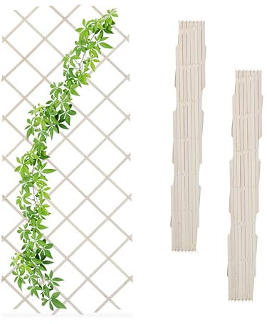 Relaxdays 180x90 cm Grigliato in Legno per Rampicanti Allungabile, Set 3 Tralicci Piante da Giardino e Balcone, Bianco