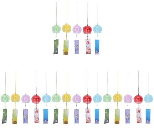 Luxshiny 20stücke Titel Teiliges Japanisches Windspiel Aus Buntglas Dekorative Hängende Windglocken Für Garten Und Balkon Farbvariationen