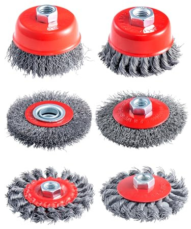 Trintion 6 Stück Winkelschleifer Drahtbürsten Set M14 Topfbürste Winkelschleifer 75/100 mm Drahtbürste Flex für Winkelschleifer Stahl Winkelschleifer Scheibenbürste Drahtbürste