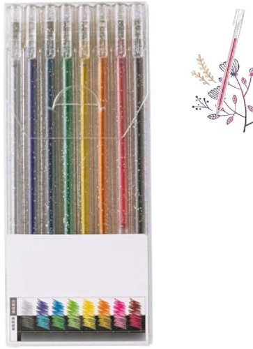Glitter Gel Pen Set, Glitzer Gelstifte Set, Bunte Glitzerstifte für Erwachsene, 1.0mm Metallic Gelstifte, Metallic-Glitzer-Marker Stifte für Erwachsene Malbücher, Malen, Kritzeln, Karten (8Farben)