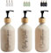 FCINNOVA Dispensador Jabon Baño Beige Mate 500ml Set de 3 Botes para Gel y Champu Acondicionador Embudo para Rellenado Este Dosificador Jabon Baño es Elegante practico y mantendra su Ducha ordenada