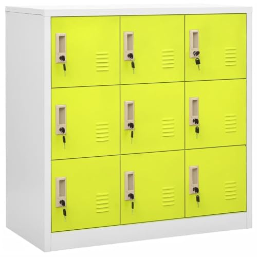 IKAYAA Spind Schrank Schließfachschrank mit 6 Fächern Metallspind Abschließbar Umkleideschrank Lagerschrank Spind Metallschrank Wertfachschrank Schließfach Stahl Hellgrau und Grün 90 x 45 x 92,5 cm