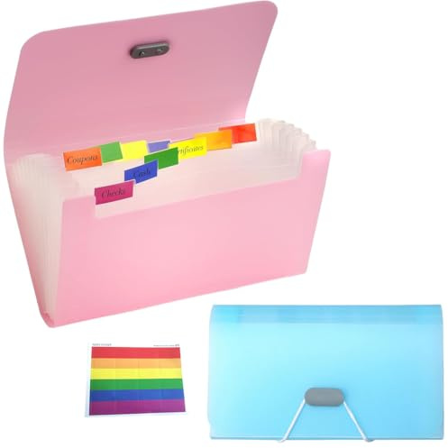 Bangbobi Karteikartenbox A6 - Dokumentenmappe mit 13 Taschen, wasserdicht, beschriftbar, Platz sparend, für Rechnungen, Lernkarten und Coupons