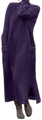 DSAoTeng, abito lungo da donna a maniche lunghe, maxi, in maglia, pullover lungo, casual, elegante, vestibilità sciolta, girocollo, dettaglio in pizzo, maglione da abito per eventi autunnali e