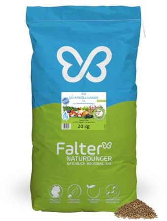 Falter BIO Schafwolldünger Mini-Pells 20 kg | Schafwollpellets pur | Mini-Pells aus 100 % Schafwolle für Gemüse, Obst, Kräuter und Blumen