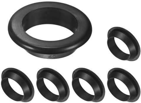 M METERXITY 6-Pack Cable Railing Rubber Grommets, 40mm Drill Hole 35mm ID Eyelet Ring Gasket for Wiring, Wire Cable, Automotive, Metal Cable Railing Post, Car Grommet [Black]