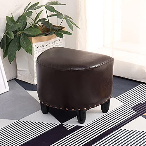 Ottomane aus braunem Leder für Wohnzimmer, mit rutschfesten Beinen, leicht, tragbar und stilvoll, ideal für Sofa, Wohnzimmer, Schlafzimmer, 40 x 31 x 32 cm