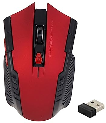 SWOOMEY Souris Gaming sans Fil 2.4ghz Rouge Ergonomique en Plastique 6 Boutons et Récepteur USB, Légère pour Jeu et Travail sur Ordinateur Portable