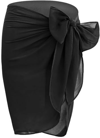 Liutufy Women’s Beach Sarong – Lightweight Cover Up Pareo, 100% Polyester Swimwear Wrap for Beach & Pool (Black)