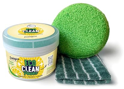 BETTI CLEAN - KIT ECO CLEAN POWER Pasta Pulente Universale Pulizia Forno Incrostato, Piano Induzione, Vetro Doccia, Fragranite, Inox. Detergente Multiuso Potente. (KIT 500gr+spugna+panno)