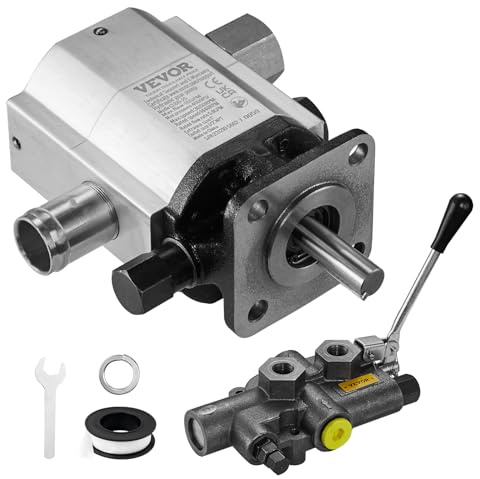 VEVOR Hydraulic Wood Log Splitter Pump Kit, 16 GPM, 2 Stage 4000 PSI Aluminum Hydraulic Gear Pump, with Valve 1'' Inlet 1/2'' NPT Outlet 3600 RPM, for Small Engine Mounting Log Splitters