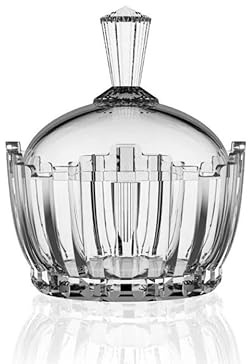 Housetronics Glass Candy Sweet Jar with Lid, Crystal Bon Bon Jar Covered Sugar Bowl Small Decorative Cookie Dish Buffet Storage Container Clear for Party Wedding Birthday Gift (D17.2cm x H20.2cm)