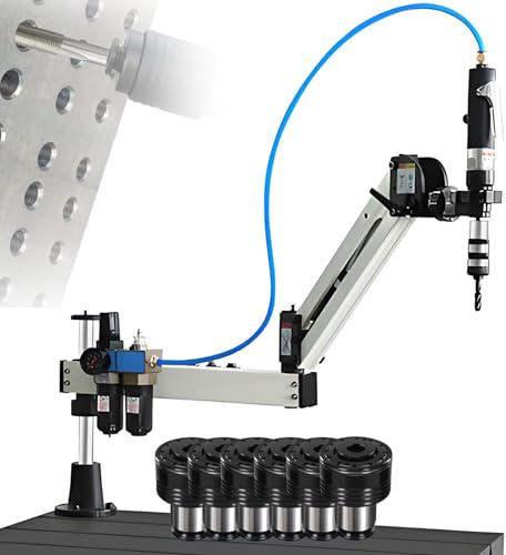 SHENGSHIYU Filiera per Filettatura Braccio Alluminio 900mm | 6 Pinze M3-M12,Pressione 6-8 Bar,400 Giri/min | Braccio 360°,Attrezzatura Pneumatica per Filettatura per Auto/Moto Componenti