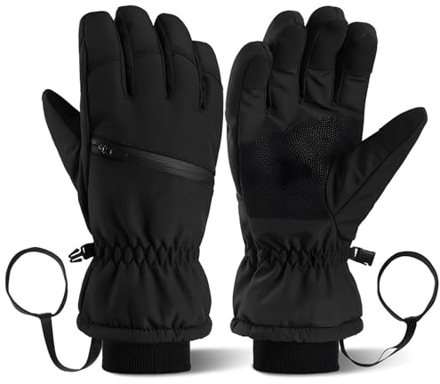 Anluomania Guantes Invierno Hombre Mujer, Guantes de esquí Antideslizantes, Guantes de Invierno Impermeables, Guante Termicos, Guantes Moto Prueba de Viento para Moto, Esquí, Running, Ciclismo