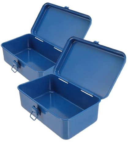 SOIMISS 2pcs Large Metal Tool Boxes Heavy Duty Iron Storage Cases for Car Portable and Tool Organizer
