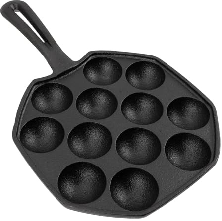 FUNNETOYU Teglia per Lumache in Ghisa da 12 Fori Manici Antiscivolo, Resistente e Uniforme, Set da Forno per Gamberi e Funghi Ripieni, Accessori Cucina per Casa e Ristorazione