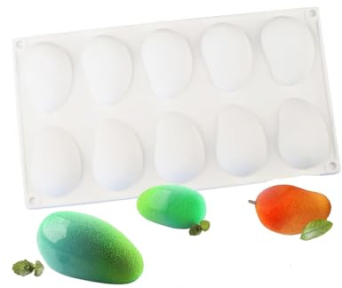HUVZOR 1 molde de silicona para mango de 10 cavidades, molde de silicona para postres para hornear fudge, chocolate y bandejas de horno 3D, molde DIY.