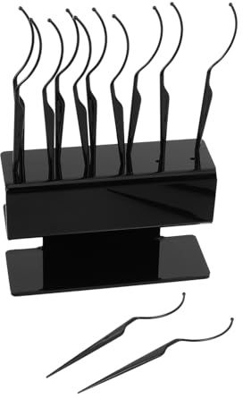 Espositore Ciglia Finte Nero in Plastica con 12 Aste Curve | Design Elegante per Postazioni Make-up e Saloni, Gestione Ordinata per Professionisti Beauty