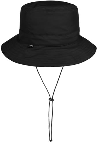 Seeberger Sympatex Fischerhut mit Kinnband Stoffhut Regenhut Anglerhut Outdoorhut Bucket Hat Damen/Herren - Herbst-Winter Herbst Winter - XL (60-61 cm) schwarz