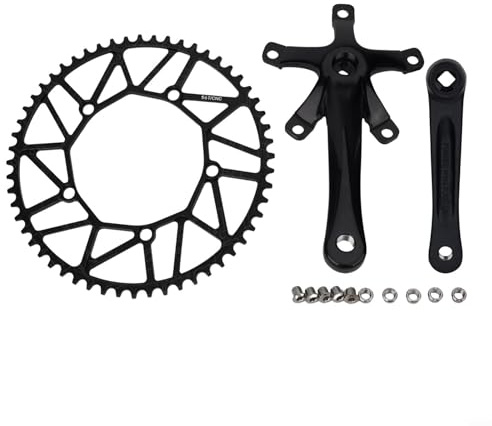 Honseadek Bielas huecas de una sola velocidad para bicicletas plegables, aluminio AL6061 ultraligero 130BCD con brazos de 170 mm y plato de ancho estrecho (48-56T) (56T SKU)