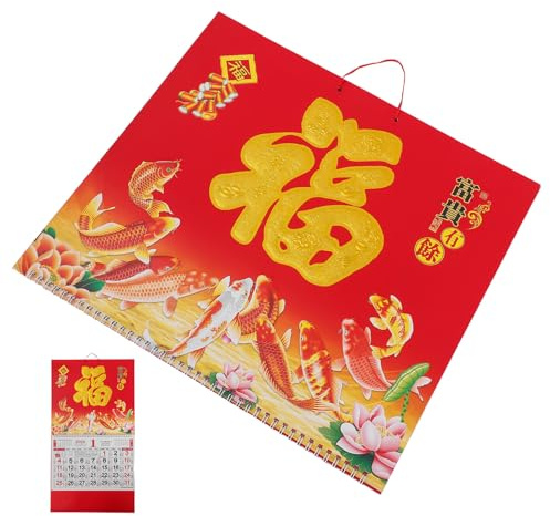 SEWACC Calendrier Mural Chinois 2026 Année Du Cheval 2 Pièces Calendrier Lunaire Mensuel Détachable Décoration Feng Shui Pour Maison Bureau Restaurant