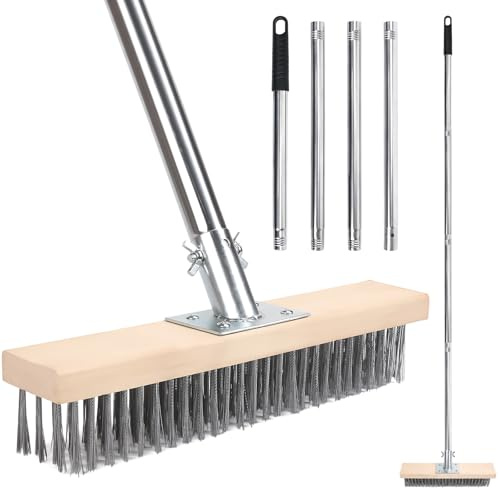 COEWUR Heavy Duty Wire Broom with 59 Long Handled, Yard Wire Brush | Stiff Metal Bristle Brush for Moss Weed Removal, Outdoor Floor Scrub Brush for Yard, Patio, Deck, Garden, Garage