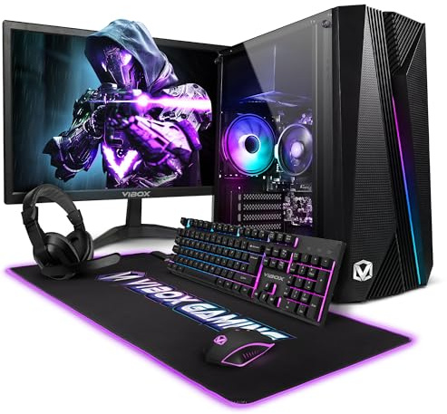 VIBOX I-72 PC Gamer Complet • 22 Écran • AMD Ryzen 3 3200G 4 cœurs • Radeon Vega 8 • 8 Go RAM • 480 Go SSD • Linux OS • WiFi