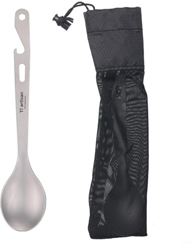 Spork Long Handle, 4-in- Camping Utensil with Bottle Opener and Hex Wrench, Lightweight Backpacking Cutlery for Deep Pouches, For TA1(Spoon)
