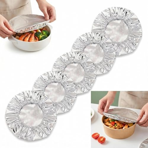 30 coperture riutilizzabili in alluminio per alimenti, elastiche, elasticizzate, isolanti termicamente, coperchi regolabili adatti al microonde, per cucina, pasti, picnic, da asporto (30 pezzi)