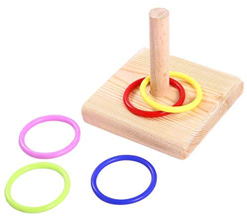 Generic Anillo Apilable de Madera para Pájaros con Anillos Acrílicos para Entrenamiento de Loros Pequeños, Rompecabezas Divertido, Base de Pino, Juguete de Mesa para Trucos de Páj (Colores Surtidos)