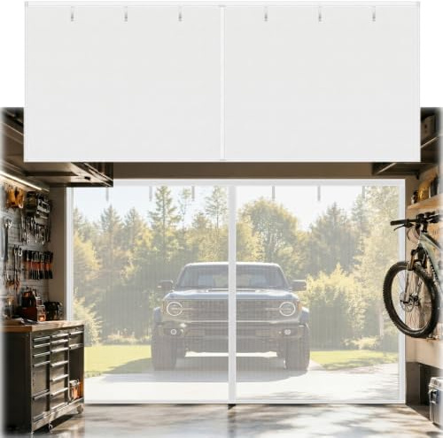 Moustiquaire Baie Vitrée Coulissante 213cm-549cm à Ouverture Latérale, Rideau Magnétique Anti Mouche, Sans Perçage avec Ruban Adhésif pour Atelier Extérieur et Garage