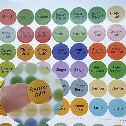 576 Stickers 3 Sheets Essential Oil Labels Bottle Cap Stickers Lid Stickers for Rollerballs Bottles, Waterproof Cap Stickers compatible for Young Living and doTERRA Essential Oil Bottle