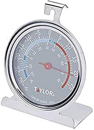 Taylor Pro Termómetro para Nevera/Congelador, Indicador de Temperatura Multifuncional Preciso Apto para Guardar con otros Electrodomésticos, Diseño Retro, Acero Inoxidable