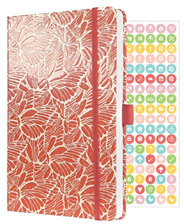 SIGEL J1305 Terminplaner Wochenkalender Jolie 2021, ca. A5, rot, Schmetterlingsmotiv, mit fröhlichem Kalendarium, vielen Infos und praktischen Stickern - weitere Modelle