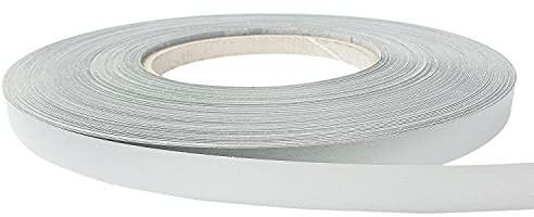 DecoMeister Cinta de Melamina de Borde 21mm x 25m - Canto para Muebles Adhesivo - Protector de Bordes Termoadhesivo para Estanterías y Mesas - Tira para Cantos con Plancha - Aluminio