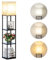SUNMORY Lampadaire Etagere, 3 Températures de Couleur, avec Ampoule LED, Lampe sur Pied decoration pour Salon, Chambre, Étudier, Bureau，Lampadaire noir