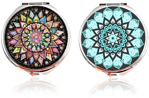 PLABBDPL Portapillole Impermeabile,Confezione da 2 Portapillole Rotonde in Metallo,Portapillole Piccolo con Organizzatore di Vitamine a Specchio per la Vita Quotidiana e i Viaggi