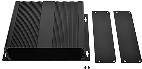 Yuecoom Case Enclosure Box, Aluminum Alloy Electronic Box, 48 x 204 x 160mm Sand Black Enclosure Project Case, Heat-Dissipating Printed Circuit Board Protective Case