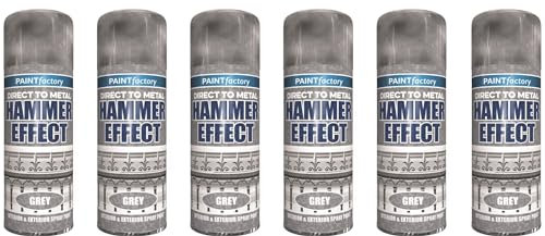 HitlineUK 6 x Direct to Metal Grey Metal Spray Paint - 400ml - For Metal, Wood, Furniture, Rust - 3 in 1 Primer, Undercoat & Topcoat - Outdoor & Indoor Surfaces