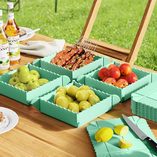 Fumcsy Collapsible Camping Bowls with Magnet,Reusable Silicone Camping Plates,Magnetic Folding Dinner Plates for Parties, Camping, Hiking (1 Pcs Green)
